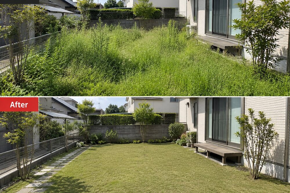 お庭の草刈り・除草作業