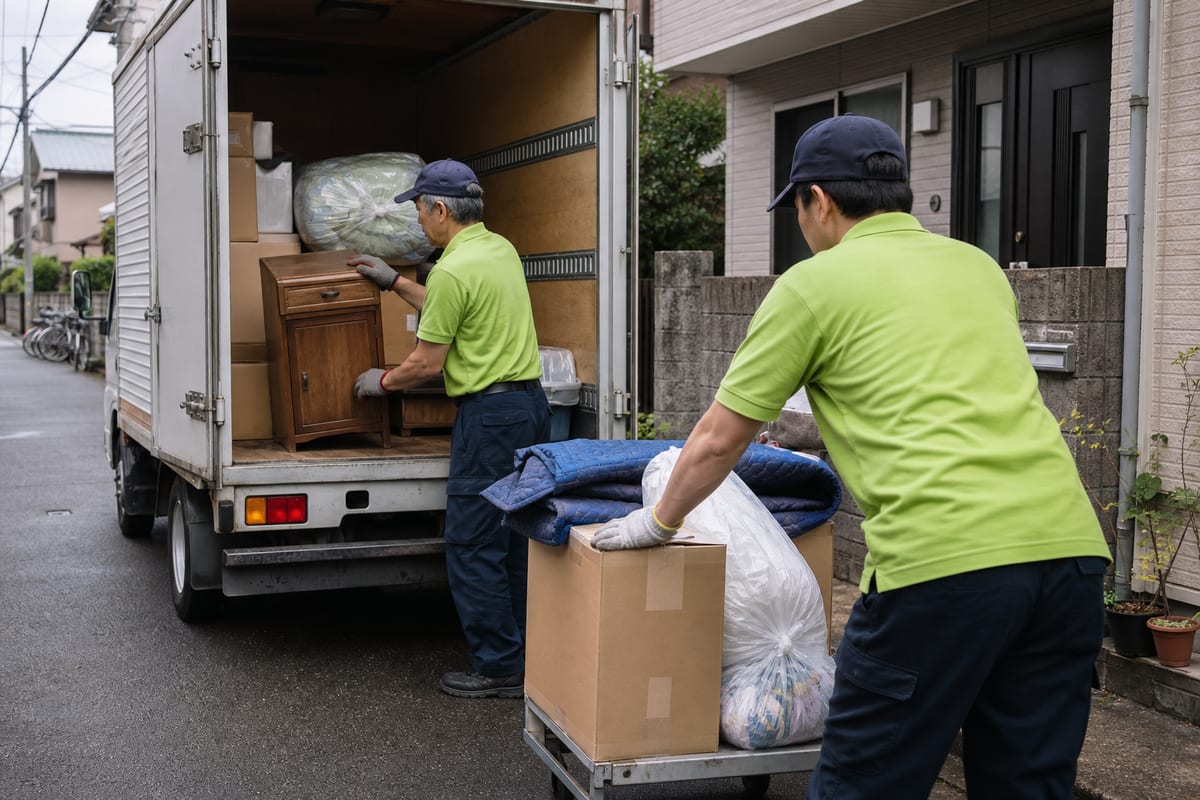 不用品をトラックへ安全に積み込むスタッフ
