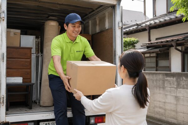 引越しの荷物を搬出する様子